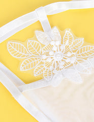 Sexy Open Bra Elegant Embroidery Applique Feather Bra Panty Set With Underwire 3pcs