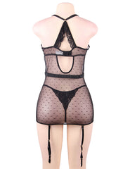 Lace Babydoll Dress For Women Sexy Sheer Plus Size Nightwear Lingerie Set