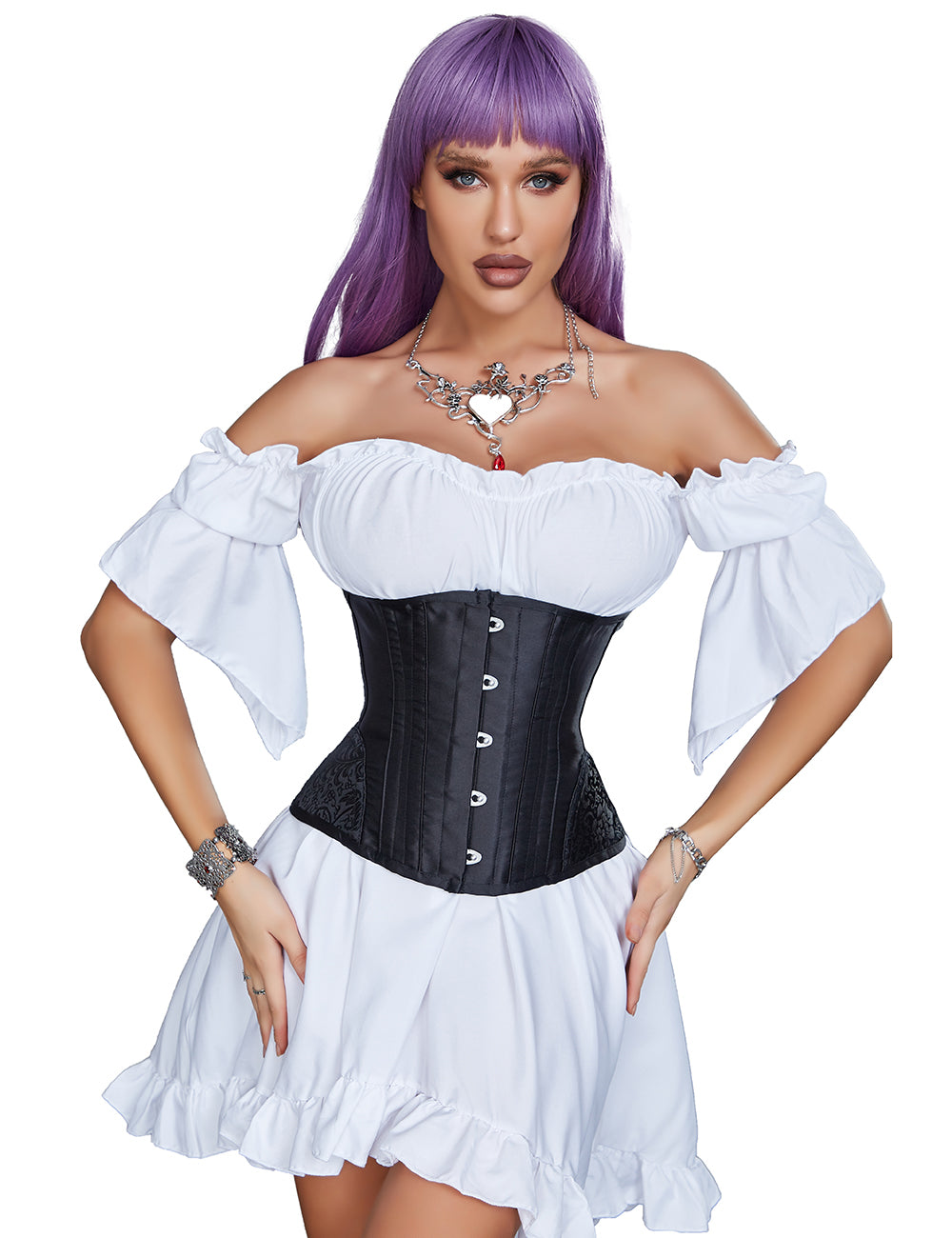 ohyeah woman satin corset jacquard underbust corset black corset with 14 pieces soft steel bones corsets body shaper