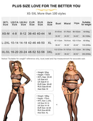 Hollow Out Top Fishnet Crotchless Pantyhose Lingerie Set for Women