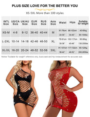 Sexy Sparkle Rhinestone Fishnet Hollow One Shoulder Hip Covering Bodystocking