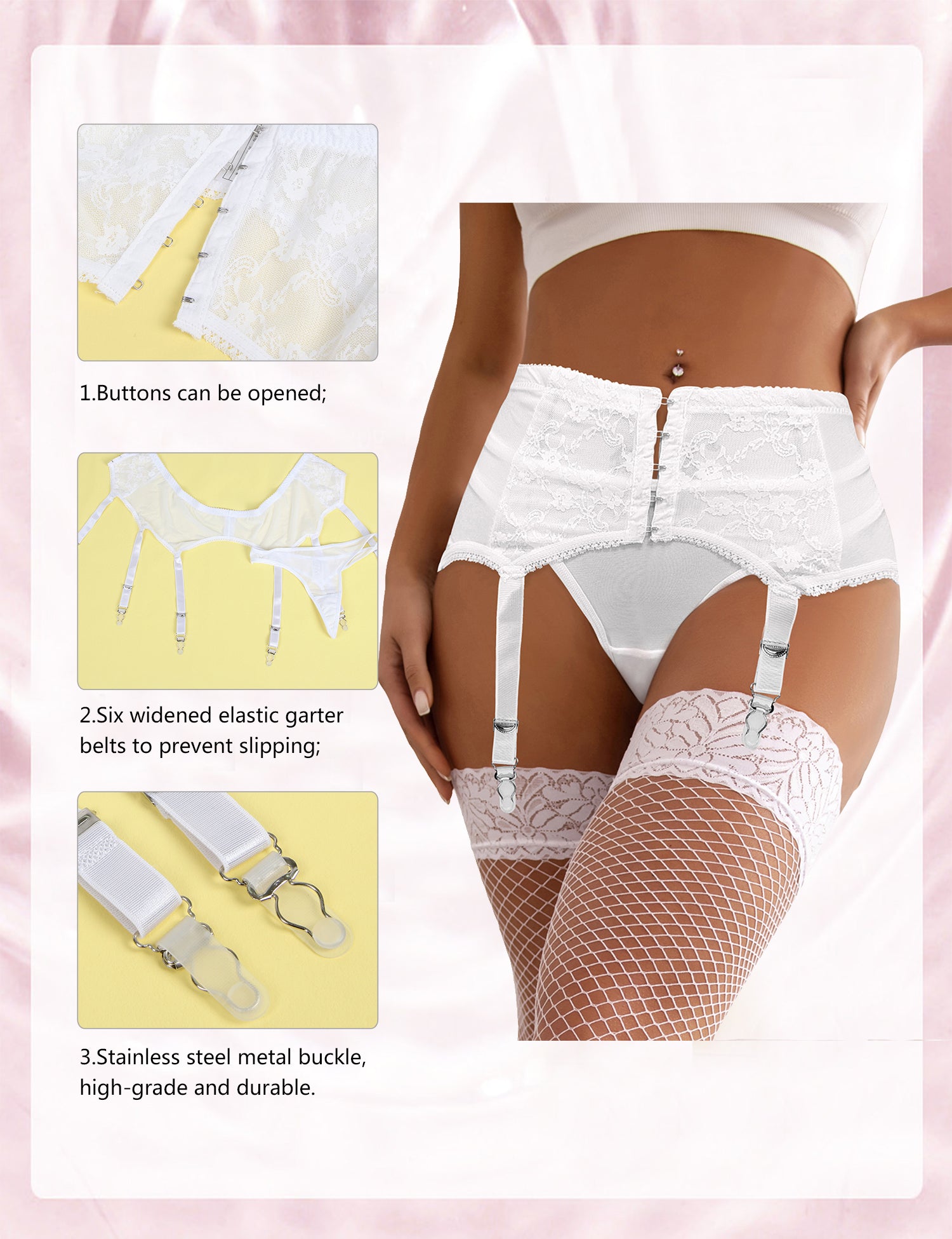 ohyeah Sexy Lace Suspender Garter Belt Panties for Women High Waist Plus Size Lingerie