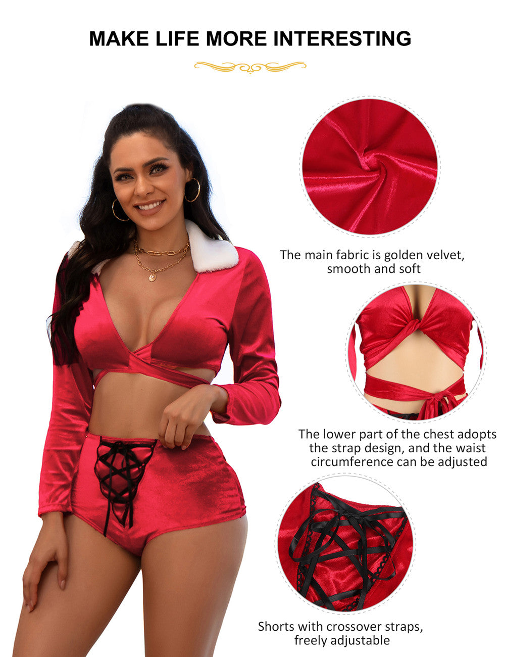 Sexy Plus Size Erotic Two Pieces Christmas Lingerie Sets