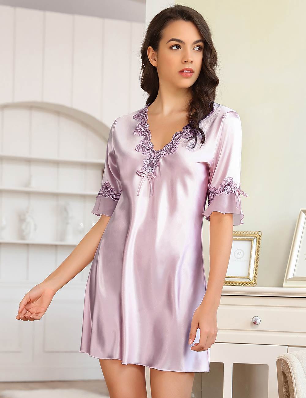 ohyeah Silky Satin Nightgowns for Women Night Dress Sleepwear