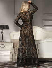 Lace Long Transparent Nightgown Sleep Gown long sleeves
