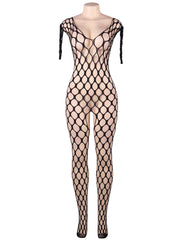 Black Women's Fishnet Sexy Body Stockings Plus Size Off Shoulder
