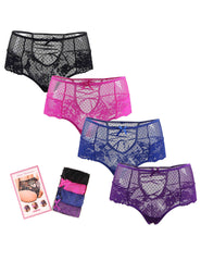 Lace Plus Size 4 Pack Panties for Women V-back