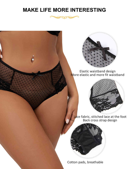 Lace Plus Size 4 Pack Panties for Women V-back