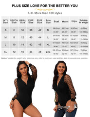 womens long sleeve black bodysuit top size chart