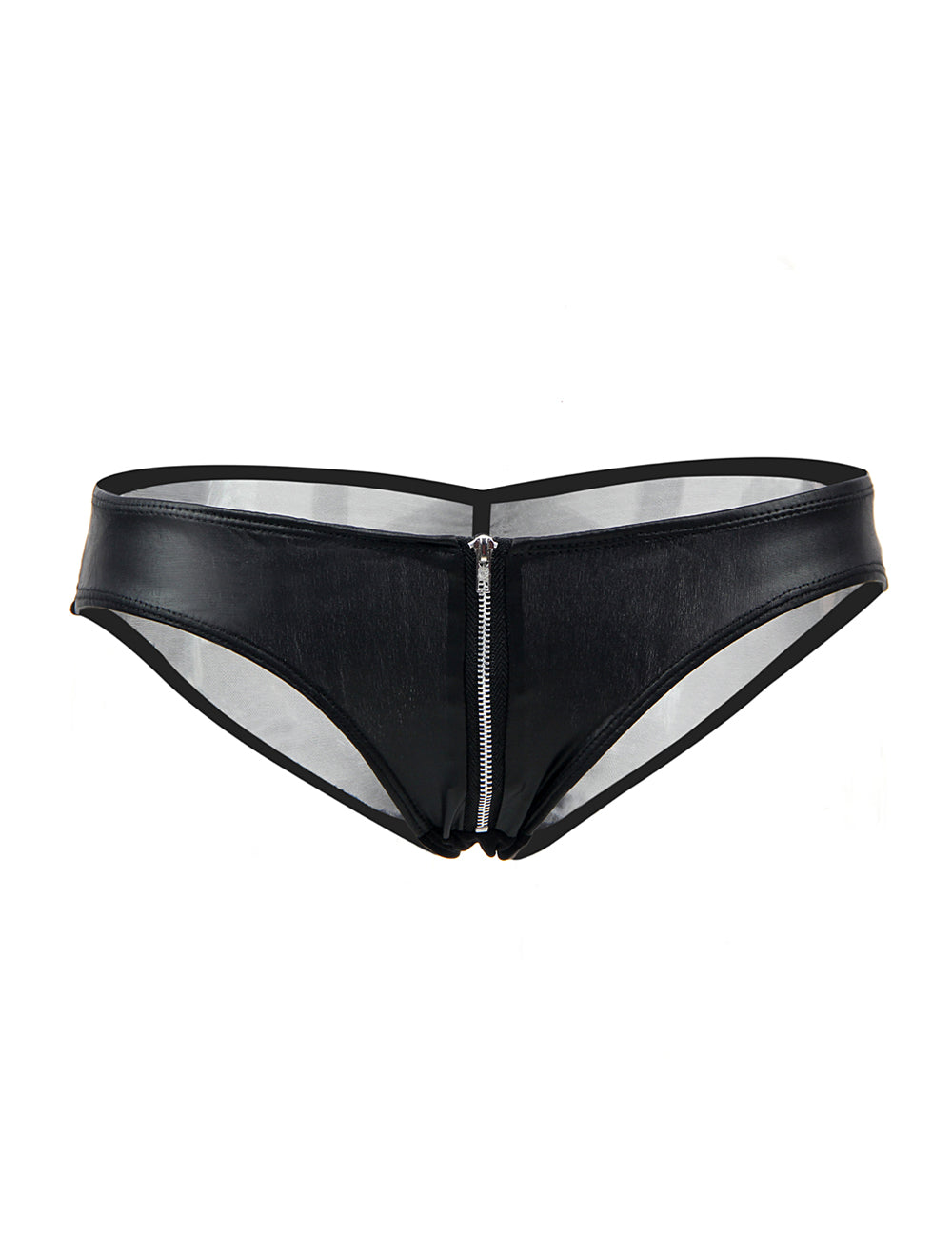 Sexy Faux Leather Black Ladies Panty