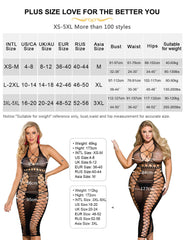 Plus Size See Through Fishnet Halterneck Bodystocking for Women SIZE CHART