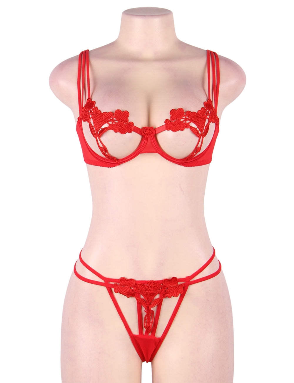 Sexy Embroidery Bra and Panty 2pcs Set for Ladies Underwire Lingerie Suit