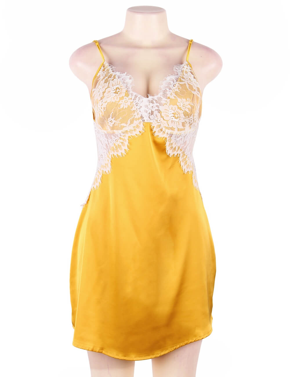 Strap Satin Sleepwear Dress For Women Sling Lace Nightgown Sexy