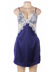 Strap Satin Sleepwear Dress For Women Sling Lace Nightgown Sexy