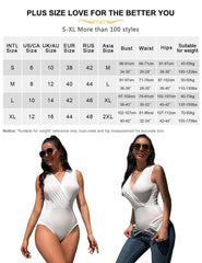 Women's V-Neck Sleeveless Bodysuit Jumpsuit Tops  size chart