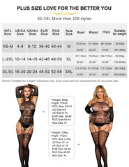 Floral Pattern Fishnet Hollow Out Bodystocking for Women with Cuffs5