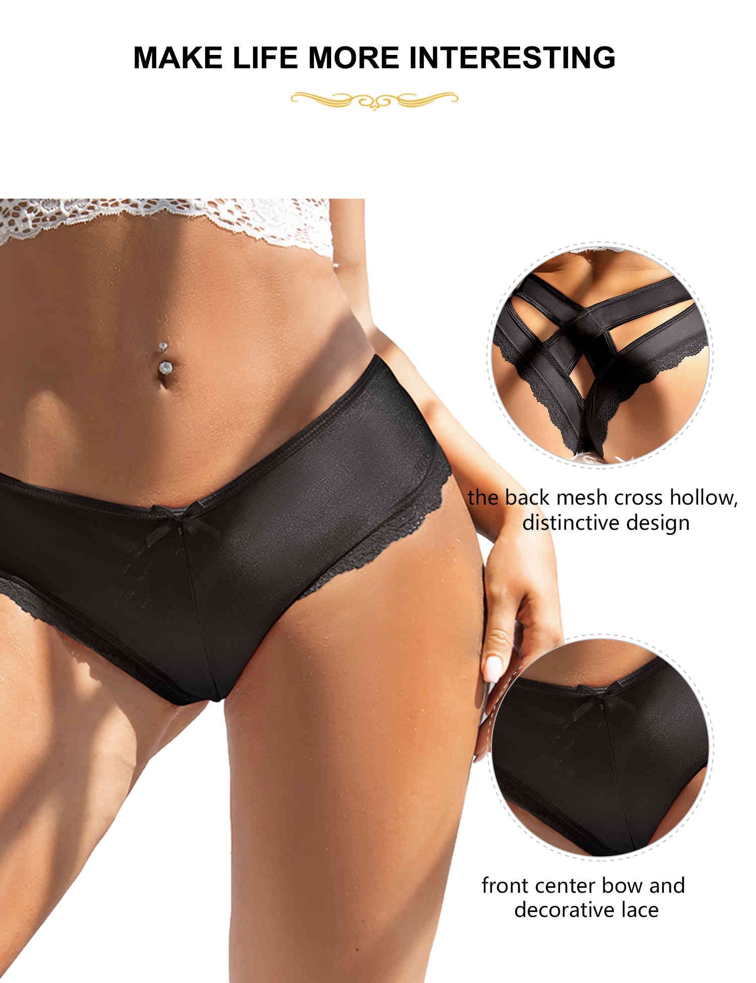 back bollow panties for women plus size black 1