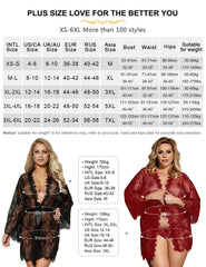 Black Plus Size Lace Robe Long Sleeves See Through Sexy Sleepwear size chart