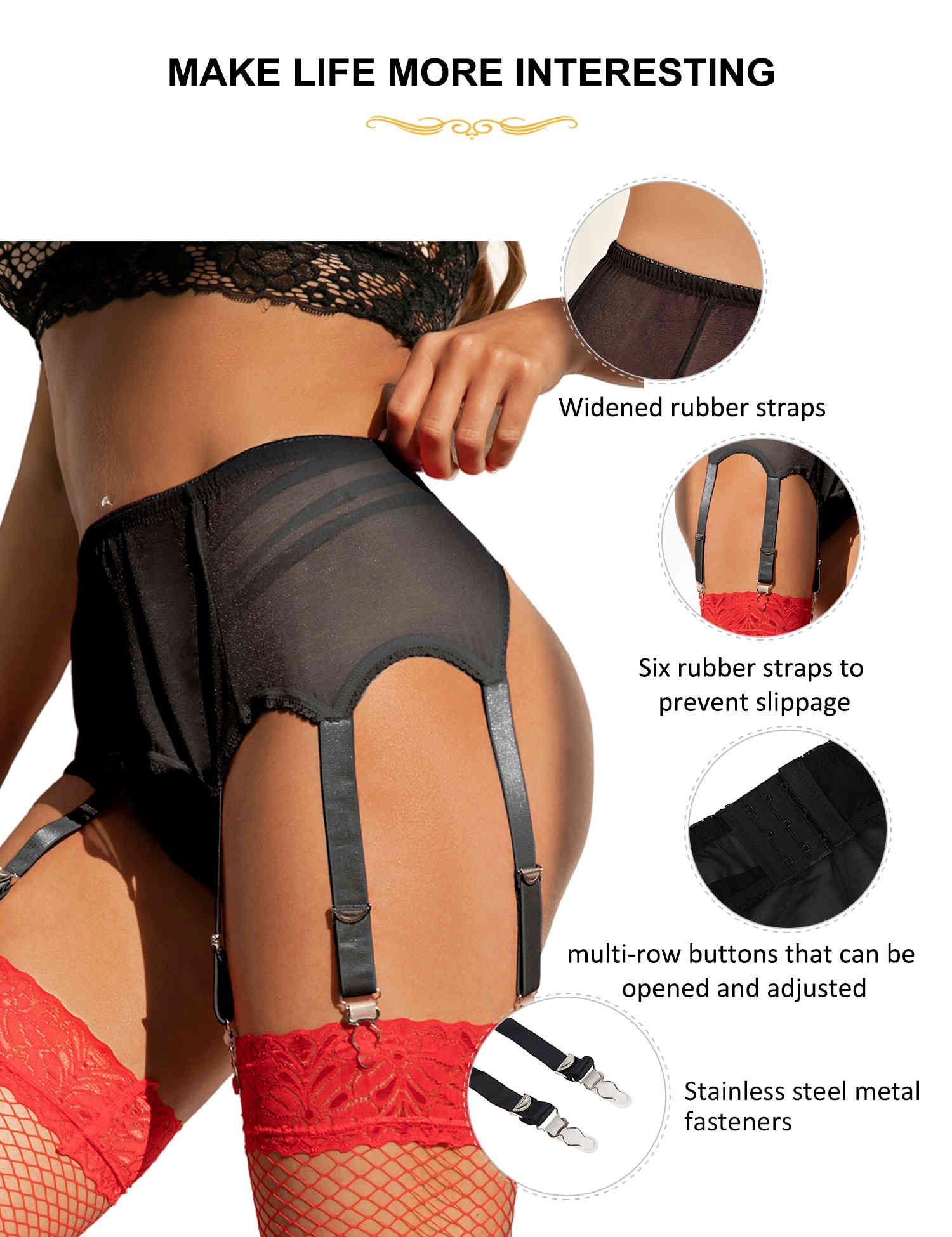 sheer mesh panties with garter belt black 4